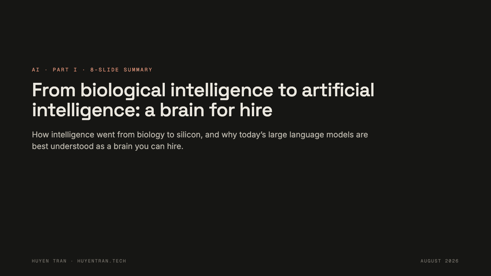A brain for hire in 8 slides, slide 1 of 8