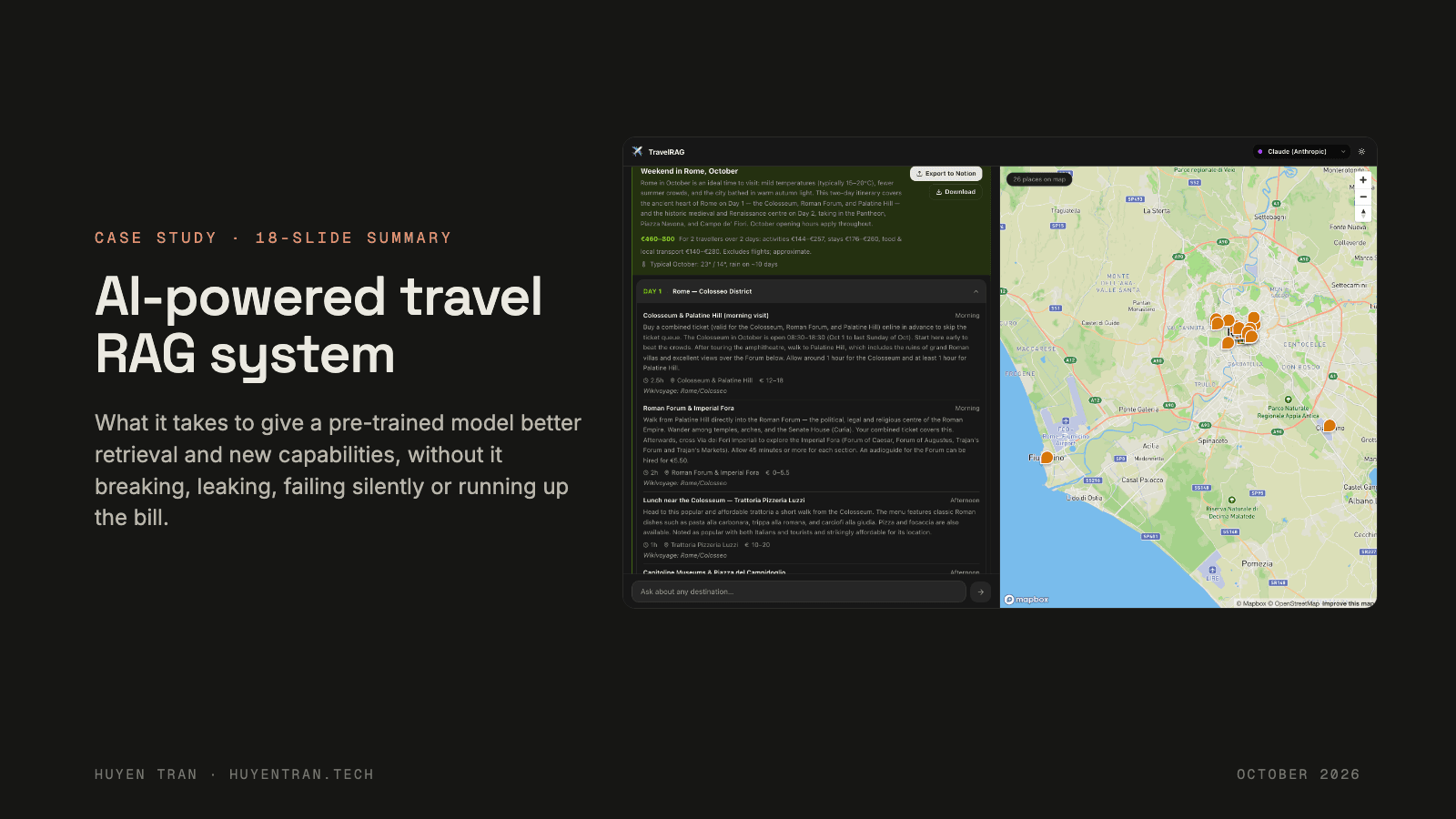 Travel RAG case study in 18 slides, slide 1 of 18